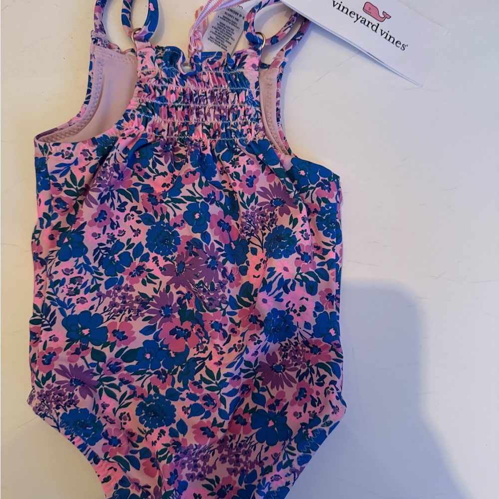 Vineyard Vines Pink and Blue Floral One-Piece